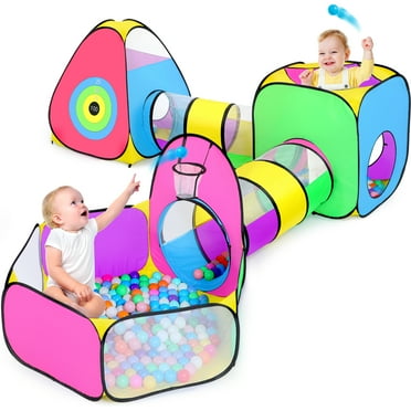 Wilwolfer Polyester 5pc Kids Ball Pits for Toddlers with Crawl Tunnel Tent Indoor Outdoor Games
