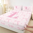 thumbnail image 3 of jejeloiu Personalized Letter L Bed Sheets,Monogrammed Theme King Sheets,Ribbon Bow Knot Sheet Set,Ultra Soft Bedroom Decor,4-Piece, 3 of 6