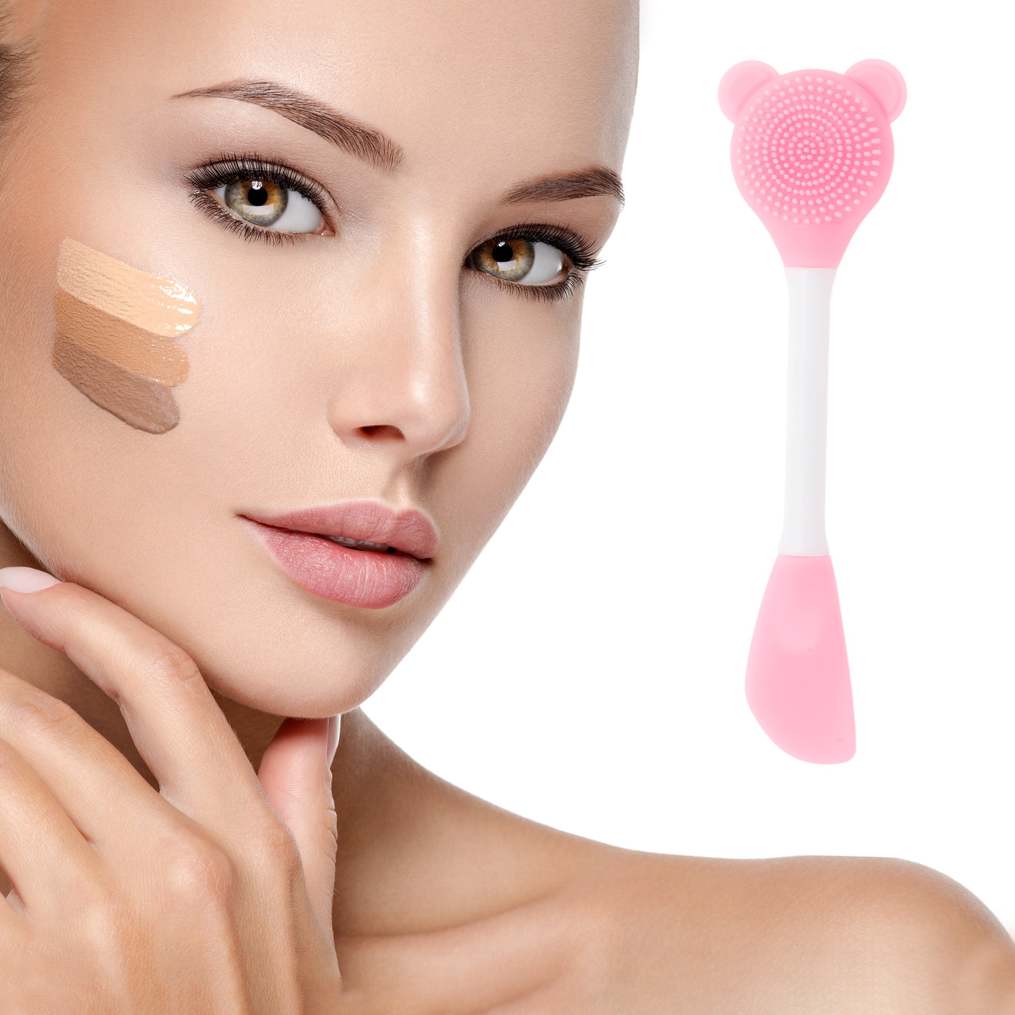 Unique Bargains Smooth Knife-shaped Facial Mask Brush 2 Pcs Light Pink
