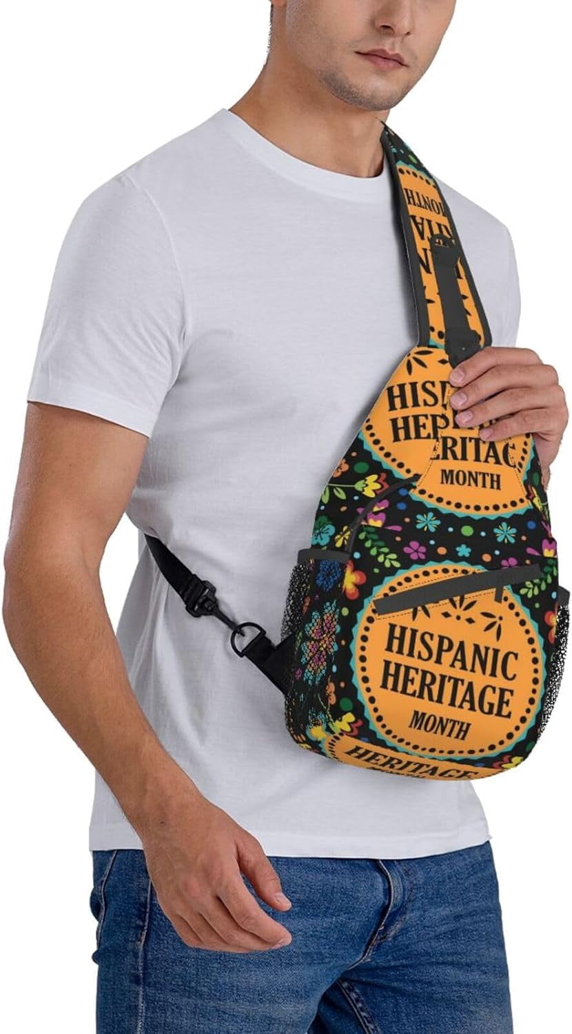 Mes Nacional De La Herencia Hispana Hispanic Heritage Month Sling Bag Crossbody Hiking Travel Chest Bags Backpack Shoulder Daypack for Women Men