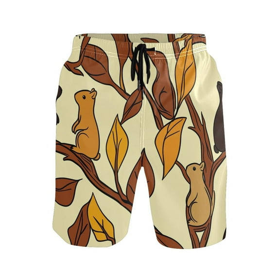 Hamsters Pattern Small Size Men's Quick Dry Beach Shorts with Mesh Lining, Lightweight