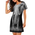 thumbnail image 2 of Haiem Indian Elephant Print Women’s Short-sleeved Nightdress – Comfortable and Loose-Fit Sleepwear, Soft Cotton Sleep Shirt for Relaxing, Casual Nightdress, 2 of 6