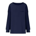 thumbnail image 3 of TKLPEHG Sweatshirts for Women Trendy Crew Neck Sweatshirt with Pocket Lightweight Loose Casual Long Sleeve Classic Solid Color Fashion Pullover (Navy,L), 3 of 5