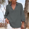 thumbnail image 5 of Jacenvly Hauts pour Femmes Liquidation Chemise à Manches Longues Col Porte Tube Régulier Couleur Unie Haut pour Femmes Chemise Hauts pour Femmes Manches Longues, 5 of 5
