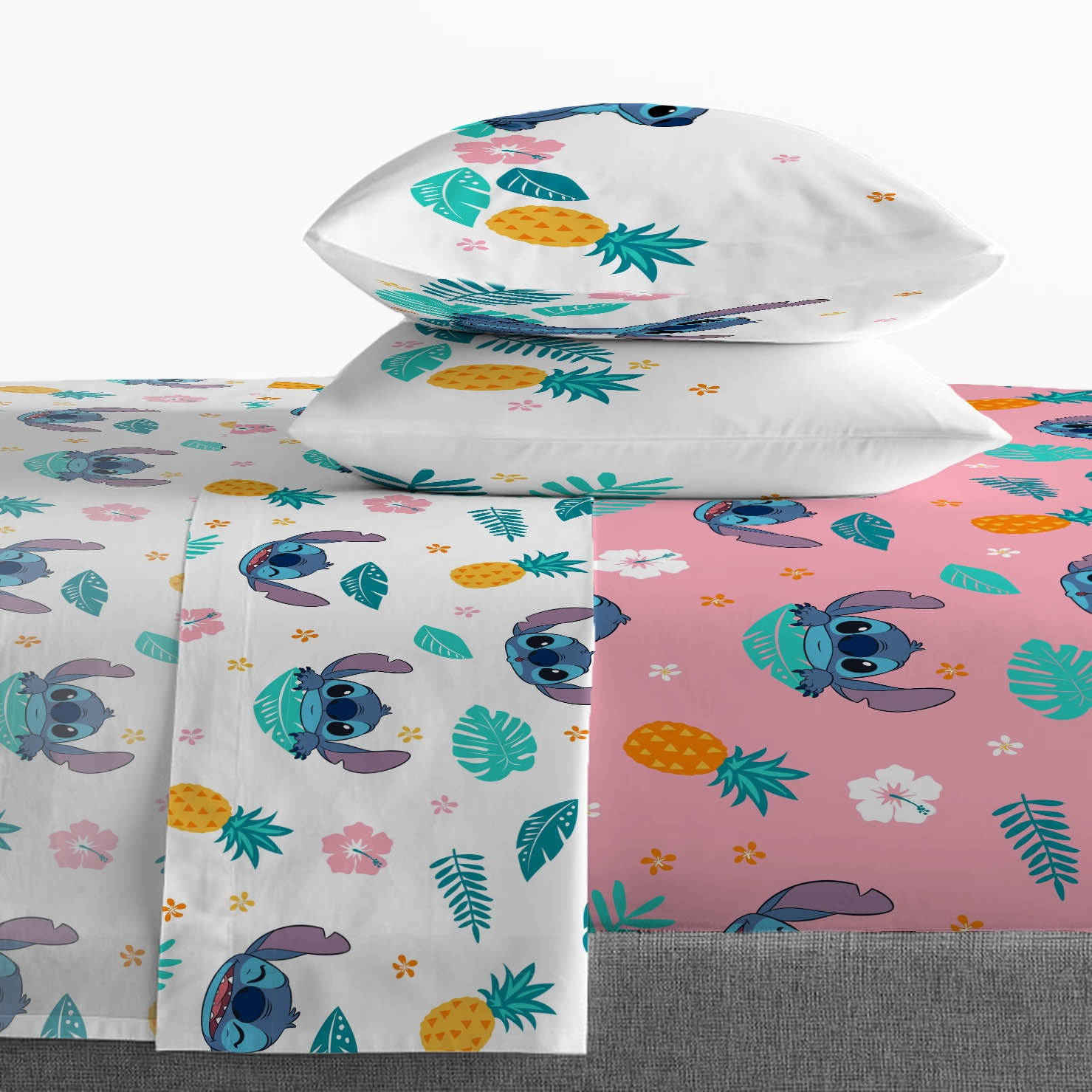 Lilo & Stitch Island Vibes 4-Piece Queen Sheet Set, Polyester, Multicolor, Disney
