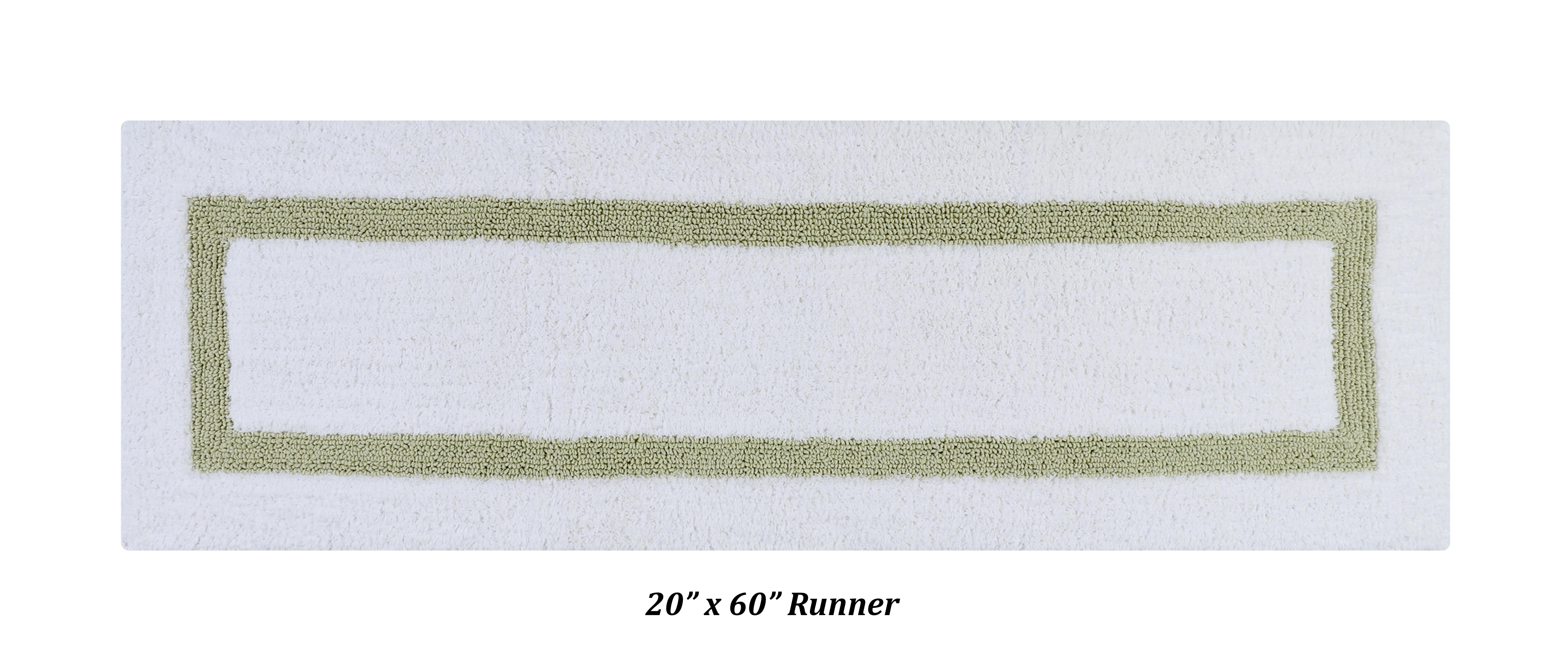 Better Trends 5 Piece Bathroom Rugs Set 100% Cotton Bath Rug Soft, Water Absorbent, Reversible, Machine Washable for Bathroom Decor Toilet Base Contour, Runner Mat Hotel Collection - White/Sage