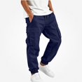 thumbnail image 2 of SGFCWSX Boys Cargo Jogger Pants, Tapered Cuff Elastic Waist Casual Trousers with Pockets for Outdoor School Everyday Navy Size 10, 2 of 7