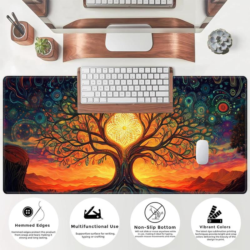 HELLOYOUNG Wood Grain Mouse Pad, Rectangular Gaming Mouse Mat, Non-Slip Rubber Base, Large Desk Pad for Keyboard and Mouse, Waterproof Surface for Home Office & Game Room