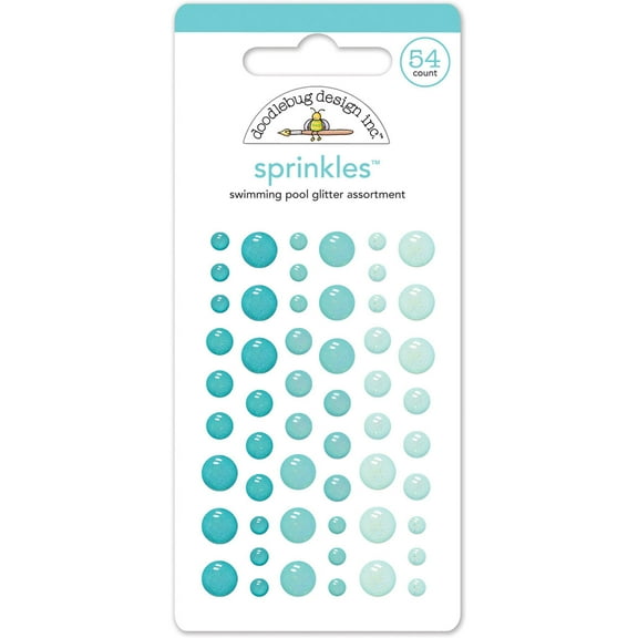 Doodlebug Sprinkles Adhesive Glitter Enamel Dots 54/Pkg-Swimming Pool