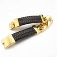 thumbnail image 4 of EOEMY Fashion Braided Leather Gold Stainless Steel Cuban Chain Bracelet For Cool Men-Default, 4 of 6