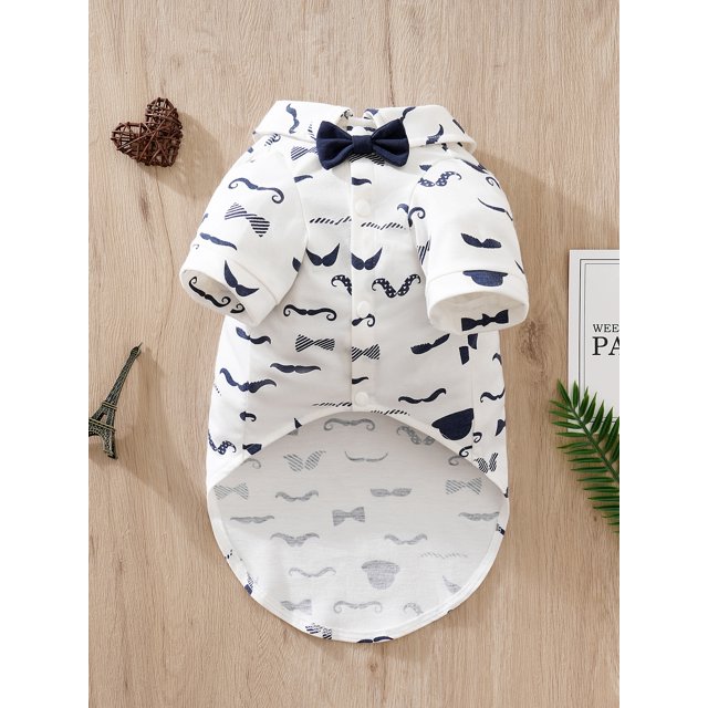 1pc Mustache Patterned Gentleman Style Pet Dog Clothes, Suit For Party, Wedding