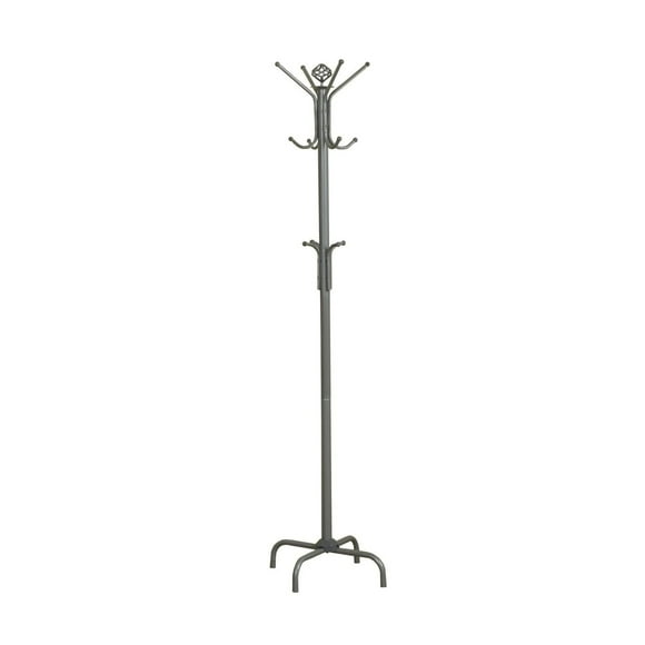 Monarch Specialties Coat Rack, Hall Tree, Free Standing, 12 Hooks, Entryway, 70"h, Bedroom, Metal, Grey, Contemporary, Modern