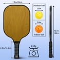 thumbnail image 4 of Pickleball Paddles Set Of 2, Fiberglass Surface, Wood Grain Print, 4 Balls & Bag, 4 of 5