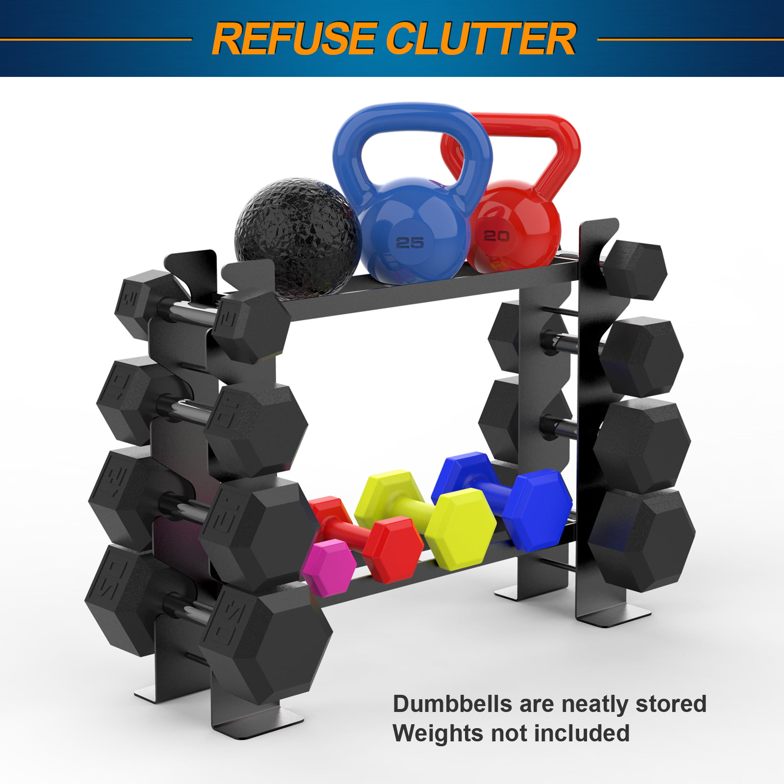 JX FITNESS Dumbbell Rack Stand Weight Rack for Dumbbells Home Gym Storage 3 Tier Holder 1000Lbs RACK ONLY 
