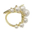 thumbnail image 5 of Fashion Big Geometric Pearl Paved Rings For Women New Jewelry Personality Statement Open Ring Adjustable Gift, 5 of 8