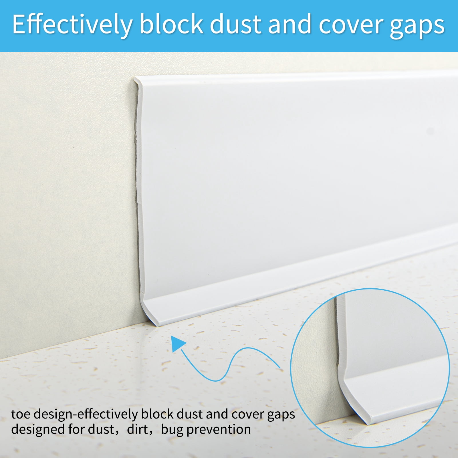 Art3dwallpanel 4in x 20ft Peel and Stick Vinyl Wall Base Trim,Flexible Wall Baseboard Molding Trim,White