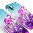 thumbnail image 4 of SOGA Cover Compatible for Samsung Galaxy Note 10 Case, Liquid Floating Quicksand Case with Diamond Ring Stand for Magnetic Car Mount - Purple on Aqua, 4 of 5