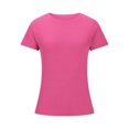 thumbnail image 4 of Otntypg Cute Women's Short Sleeve Tops Casual Scoop Neck Ribbed Knit Slim Fitted Basic Tee Shirts 2025 Summer Trendy Outfits Clothes Hot Pink XXL, 4 of 6
