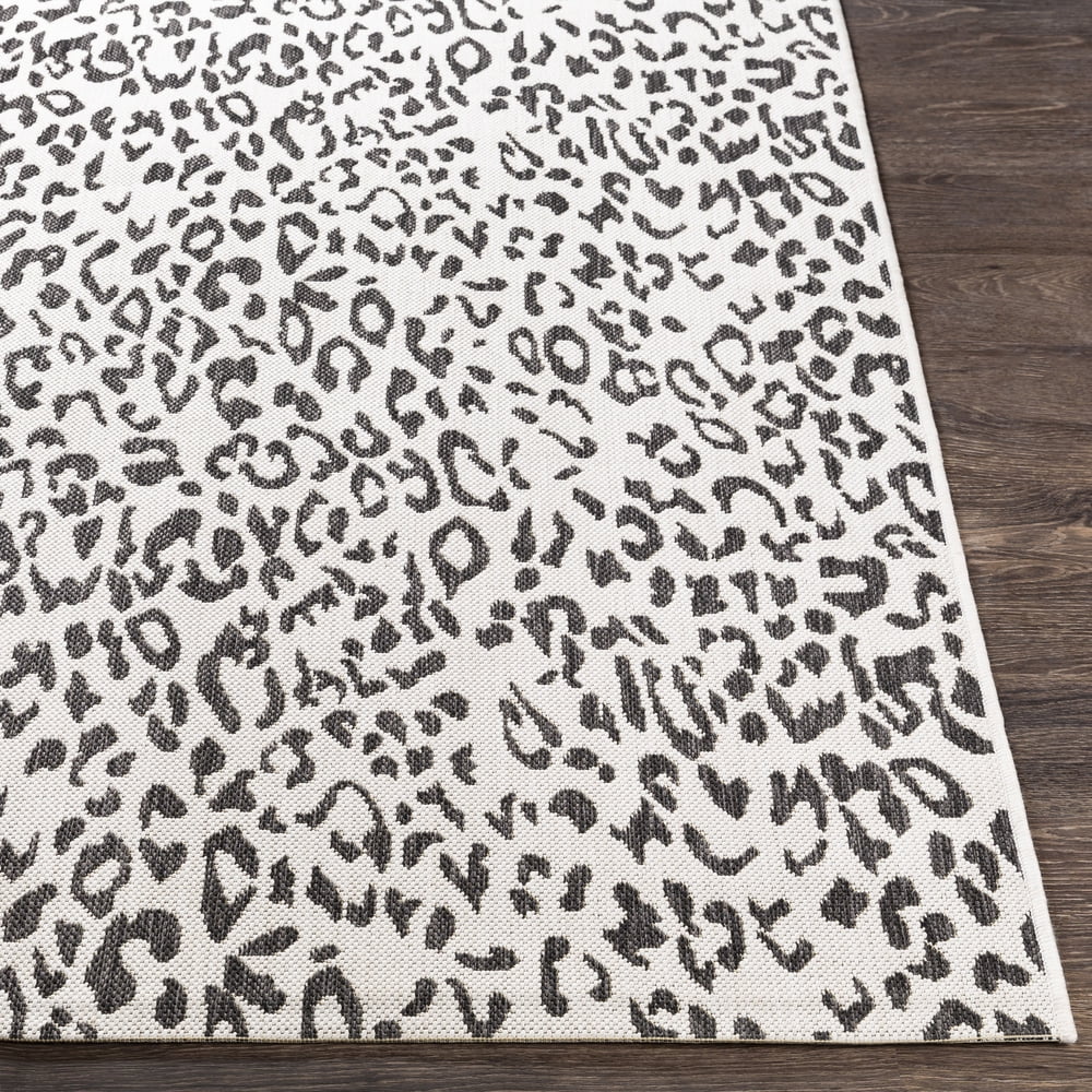Livabliss Outdoor Rugs, 7ft Round Eagean Modern Black Square Area Rug for Patio, Porch, Deck, Backyard, Waterproof Indoor Outdoor Carpet (6'7" x 6'7")