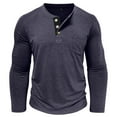 thumbnail image 6 of ZCFZJW Mens Athletic Henley Shirts Casual Lightweight Long Sleeve Button Crewneck Pullover Tops with Pocket Regular Fit Cotton Workout Tees Shirt Navy XL, 6 of 7