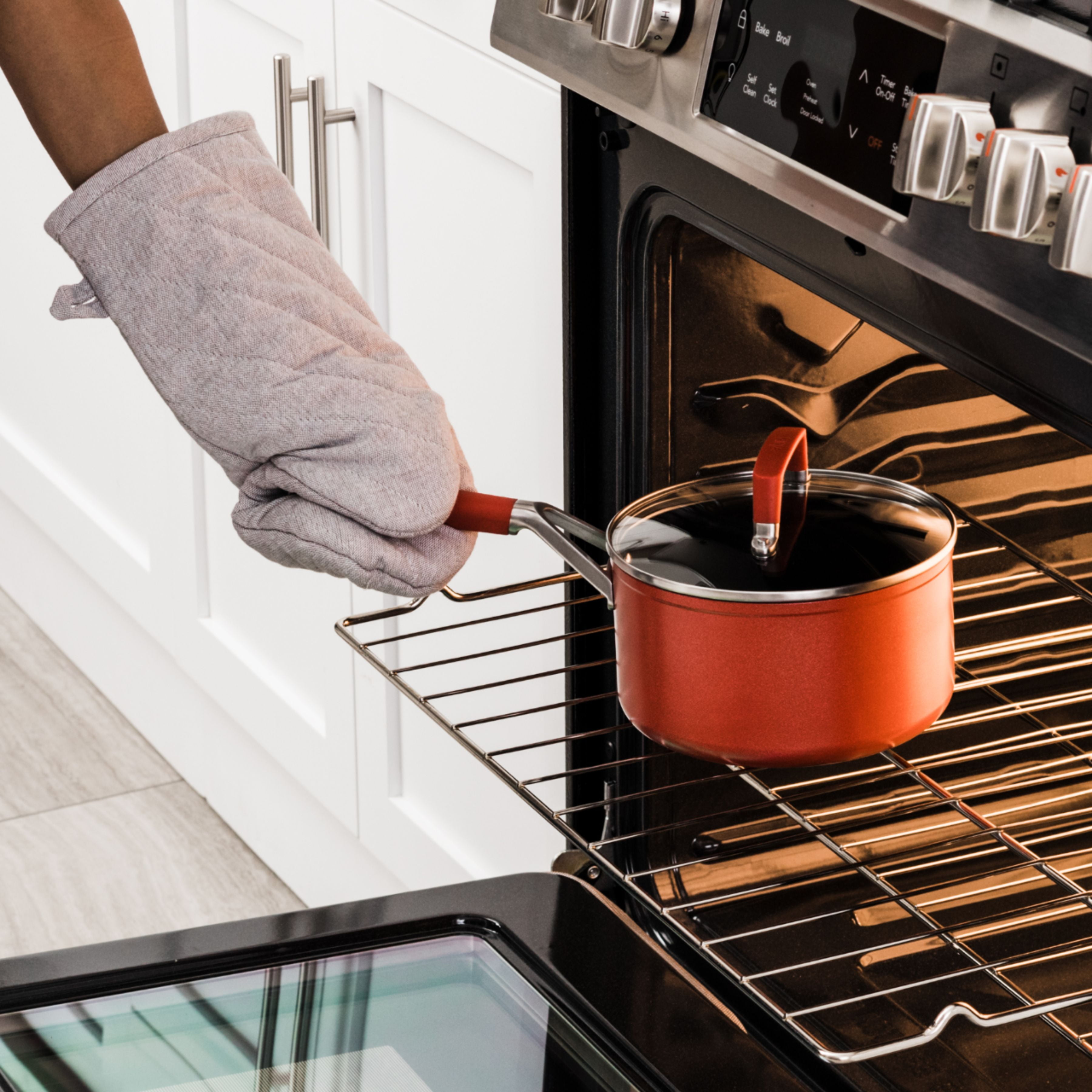 Ninja Foodi Neverstick 1.5-Qt Saucepan with Glass Lid Oven Safe Crimson Red  New