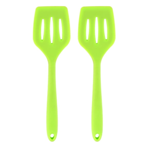 2PCS Silicone Cooking Utensil Spatula Slotted Turner Nonstick Heat Resistant Spatula for Kitchen Restaurant Home (Random Color)
