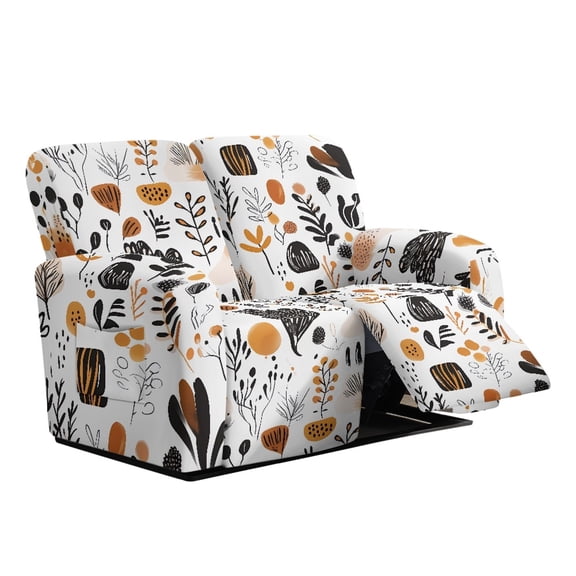 TSOVTHRID Abstract Art Plant Print Stretch Loveseat Recliner Covers 6-Piece Sofa Cover with Elastic Bottom Polyester Couch Furniture Protector for Christmas Decor