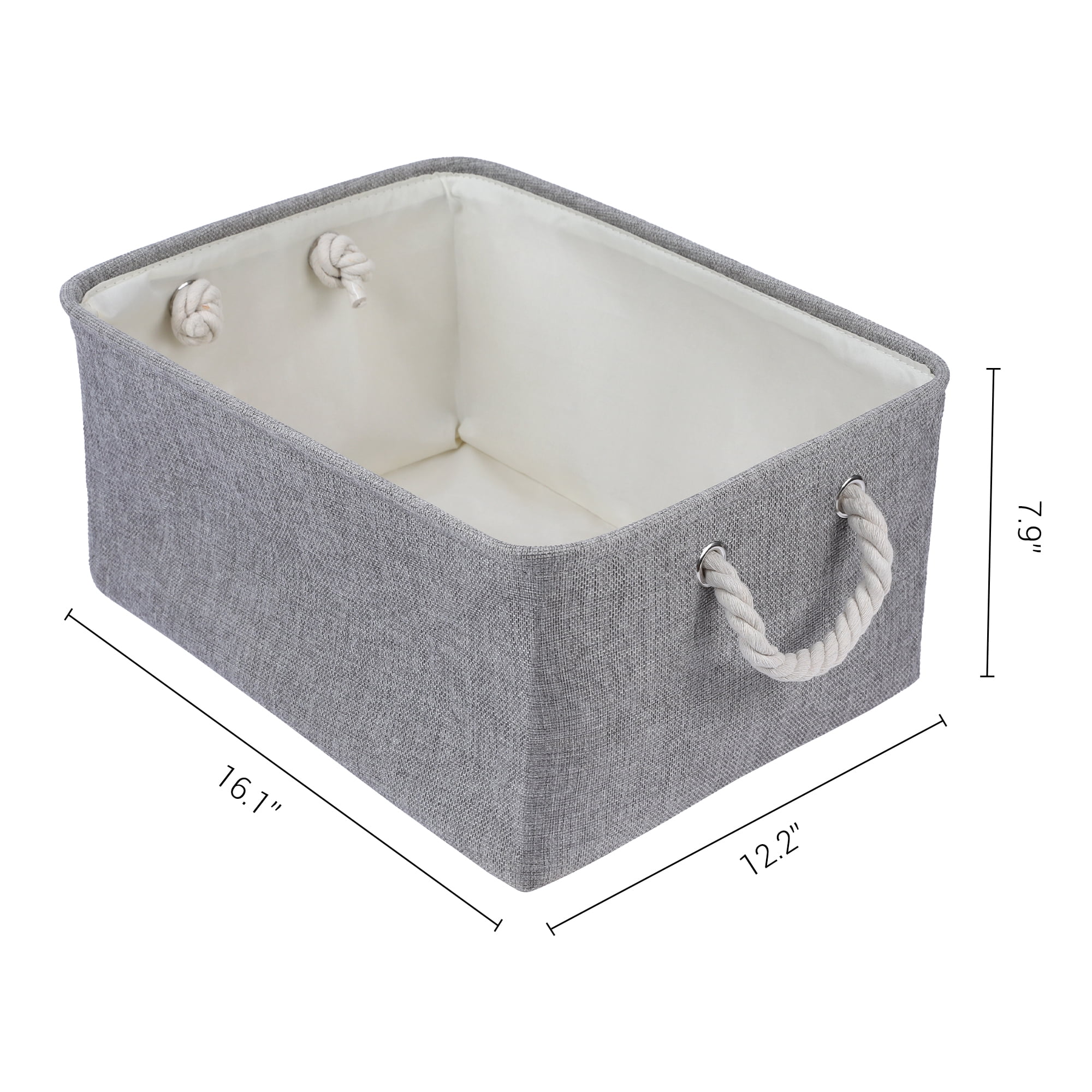Unique Bargains Storage Bin with Handles for Closet Organizers Gray 16.1"x12.2"x7.9"