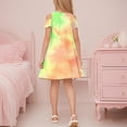 thumbnail image 5 of Girls Dressss Girl's Casual Cold Shoulder Tie-Dyed Short Sleeve Knee Length Shirts Dresses with Pockets Summer T-Shirt Beach Sundress New Yellow 7T, 5 of 8