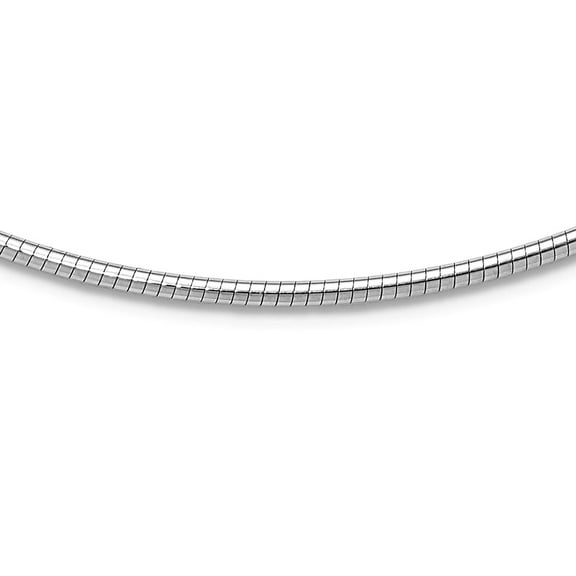 14k White Gold 2mm Round Omega Necklace 18 Inch Pendant Necklace for Women - 10.2 Grams