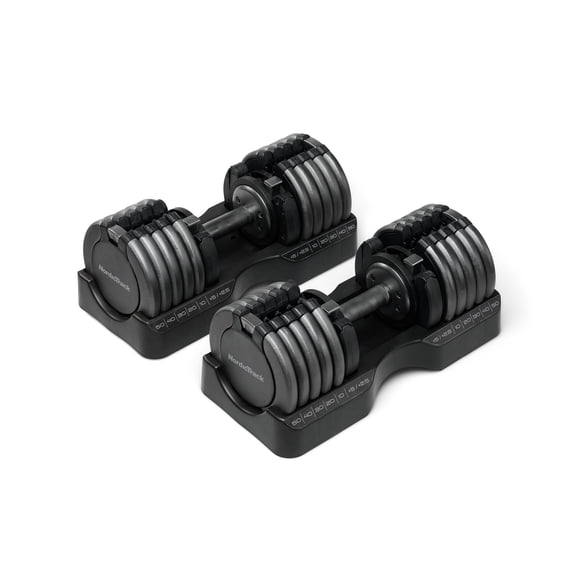 NordicTrack55 Lb Select-A-Weight Dumbbell Set: Compact Design, 15 Different Weight Increments, and iFIT Integration for Interactive Workouts and More