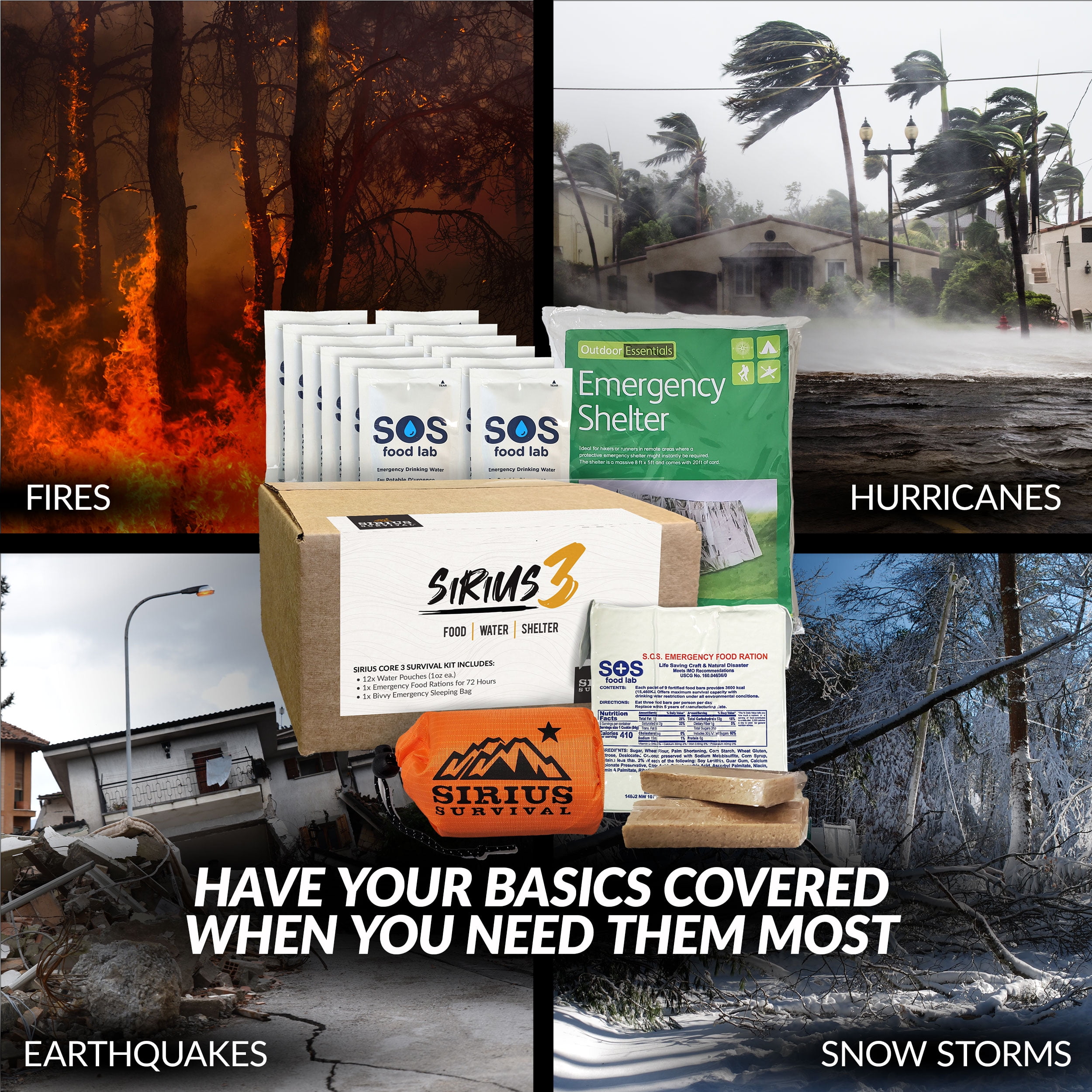 Sirius Survival The Sirius 3 Survival Kit Emergency Preparedness Food Water Shelter for 72 Hours