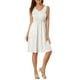 thumbnail image 2 of INSPIRE CHIC Vestido sin mangas midi de lunares con escote en V y cintura ajustable XS Blanco, 2 of 7