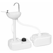 Outdoor Garden Portable Camping Hand Sink with 24L Recovery Tank, Removable Hand Washing Basin Sanitary Ware for RV/Kitchen/Indoor, HDPE, White