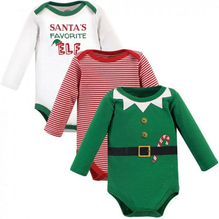UPC: 0660168724851 | Little Treasure Baby Boy Cotton Long-Sleeve Bodysuits 3pk  Elf  0-3 Months