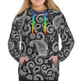 thumbnail image 4 of Hoodies for Women - Black White Indian Paisley Comfrt Colour Drawstring Women'S Fashion Hoodies & Sweatshirts, Fall Outfits Clothes for Women 2024 Pullover with Kangaroo Pocket, 4 of 7