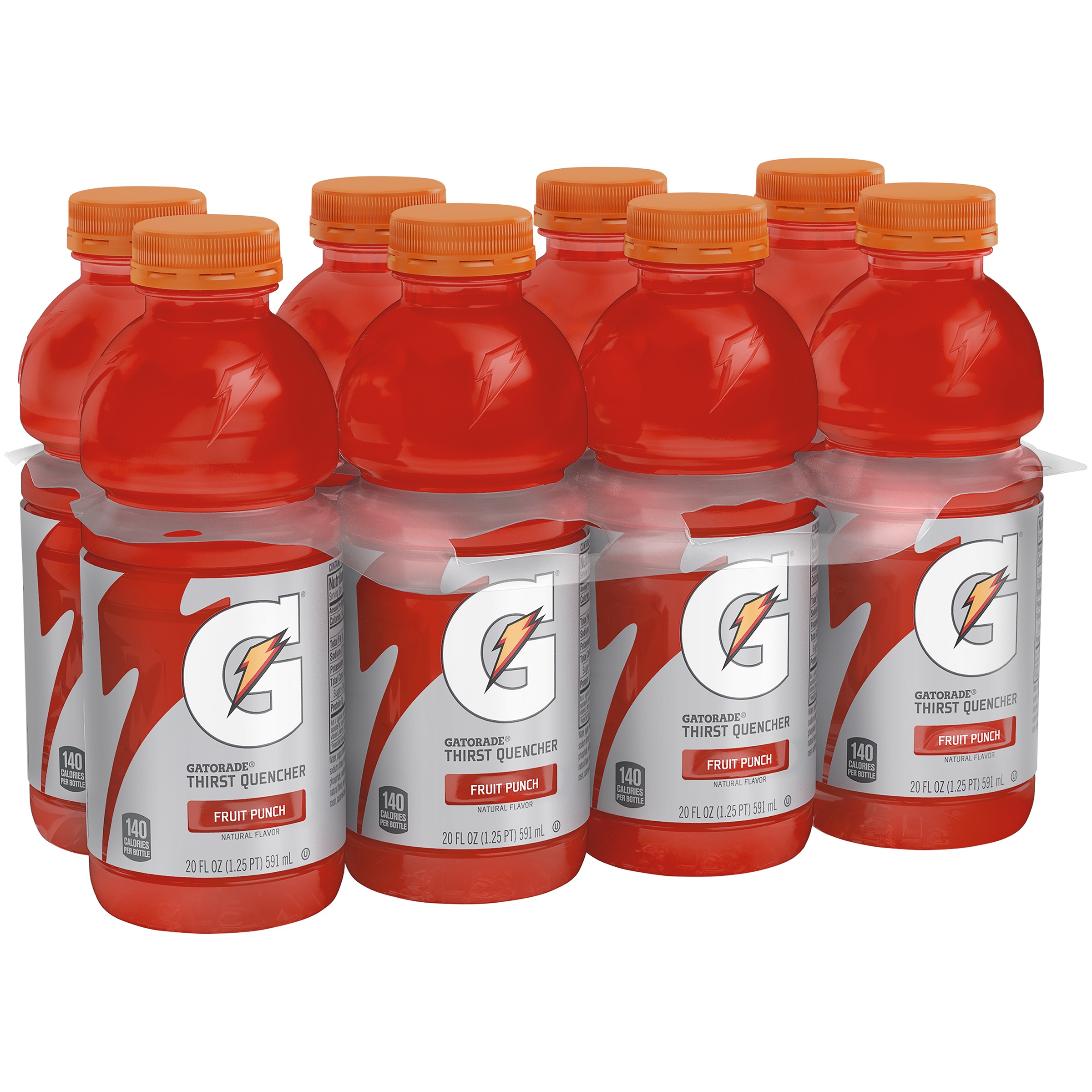 Gatorade Thirst Quencher, Fruit Punch Sports Drinks, 20 fl oz, 8 Count Bottles - image 2 of 9