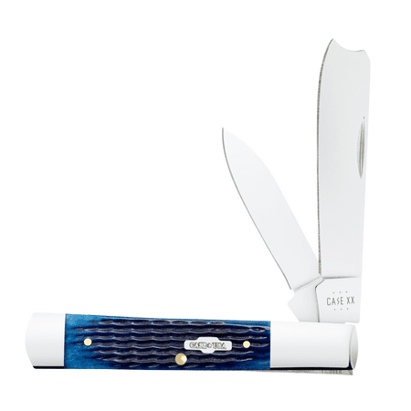Case Razor Pocket Knife 3 Razor/Pen Tru-Sharp Stainless Blade Bone Handle Blue