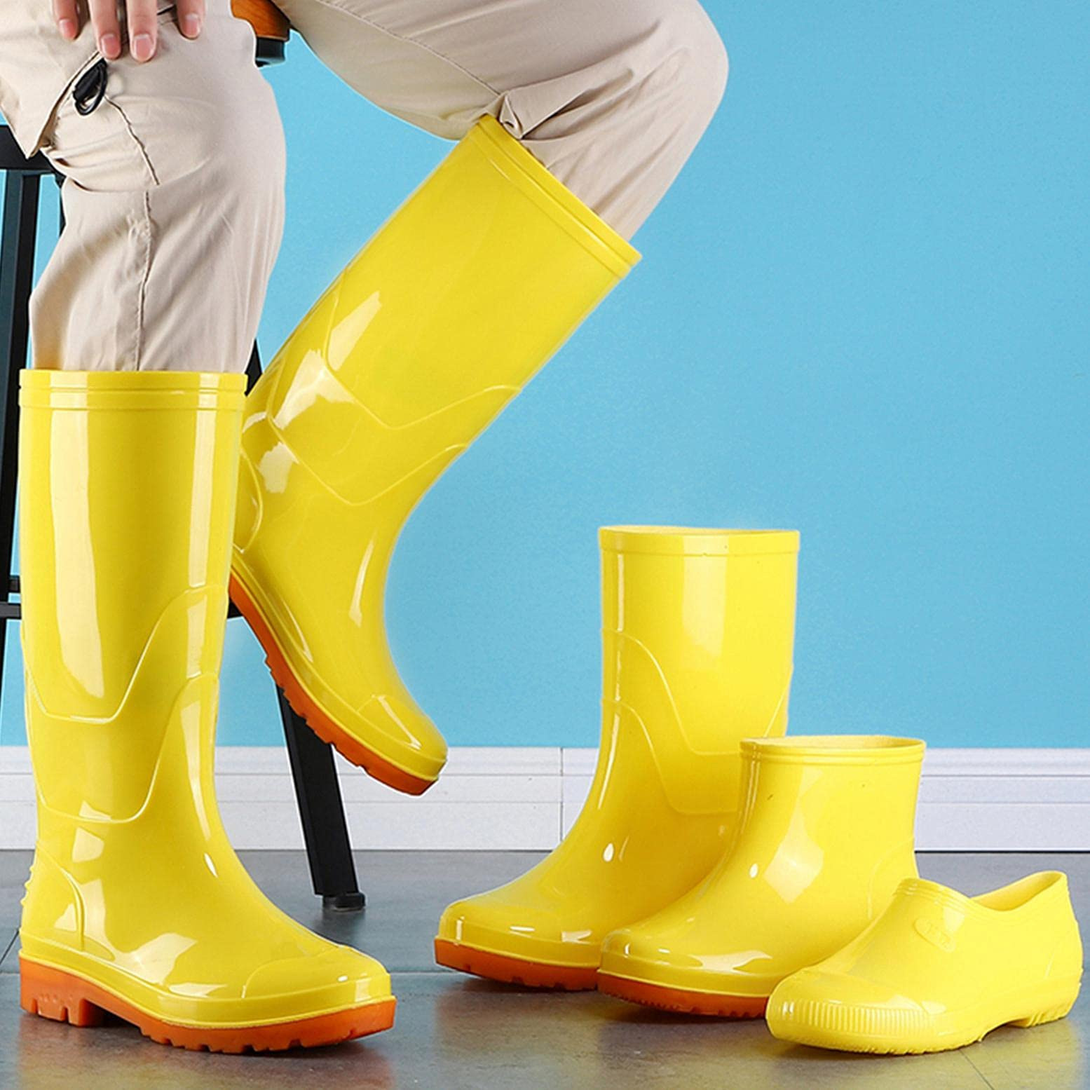 Women Waterproof Rain Boots Mid Calf Rain Boots Waterproof Garden Shoes Outdoor Work Boot for Hunting Gardening Farming