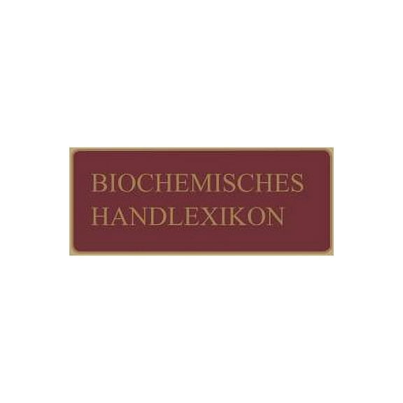 Biochemisches Handlexikon: III. Band Fette, Wachse, Phosphatide, Protagon, Cerebroside, Sterine, Gallensäuren, (Paperback)