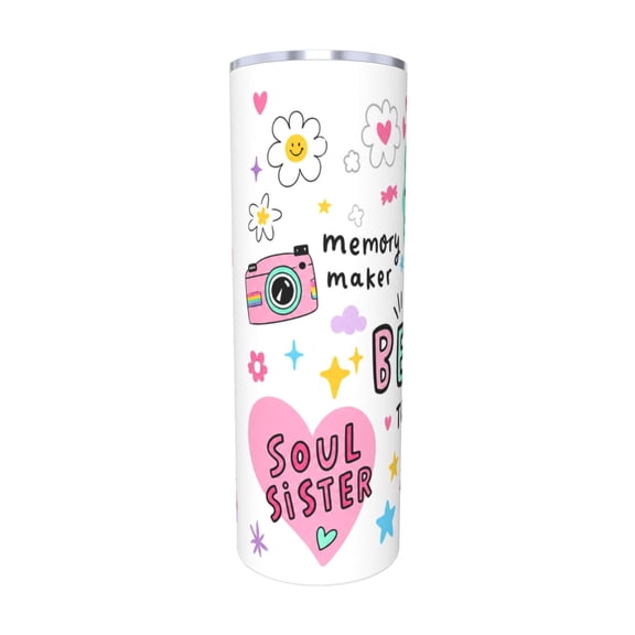 The Bestie Tumbler 20oz Friendship Gift Cup Soul Sister Partner in Crime Insulated Travel Cup with Handle and Straw Lid with Straw