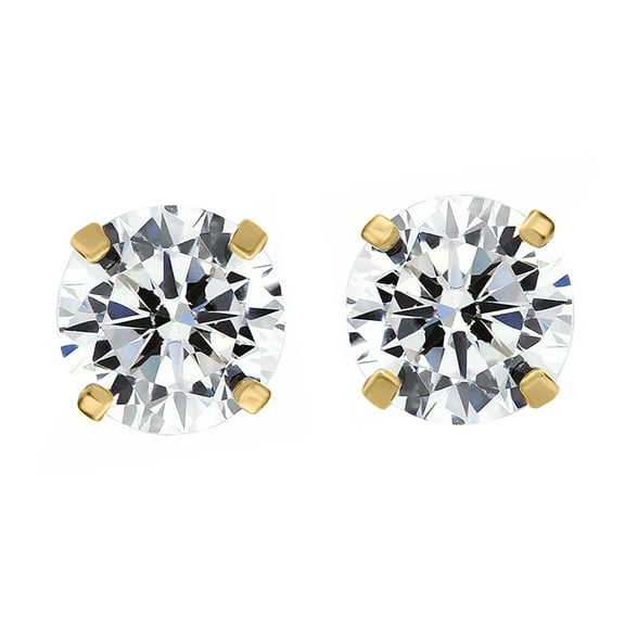 Precious Stars 14K Yellow Gold Cubic Zirconia 8-mm Solitaire Screwback Earring Studs