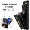 thumbnail image 4 of Wallet Case for Samsung Galaxy S21 FE, PU Leather Shoulder Strap Lanyard Crossbody Card Slot Magnetic Cover with RFID Blocking Ring Holder Kickstand Soft TPU Bumper Case,Black, 4 of 9