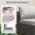 thumbnail image 4 of IdealHouse 7 Pieces Outdoor Patio Furniture Set, Rattan Conversation Set with Coffee Table, Cushioned Sofa, Multi-Piece U-Shaped Design, Modular Family Seating, Grey + Grey, 4 of 7