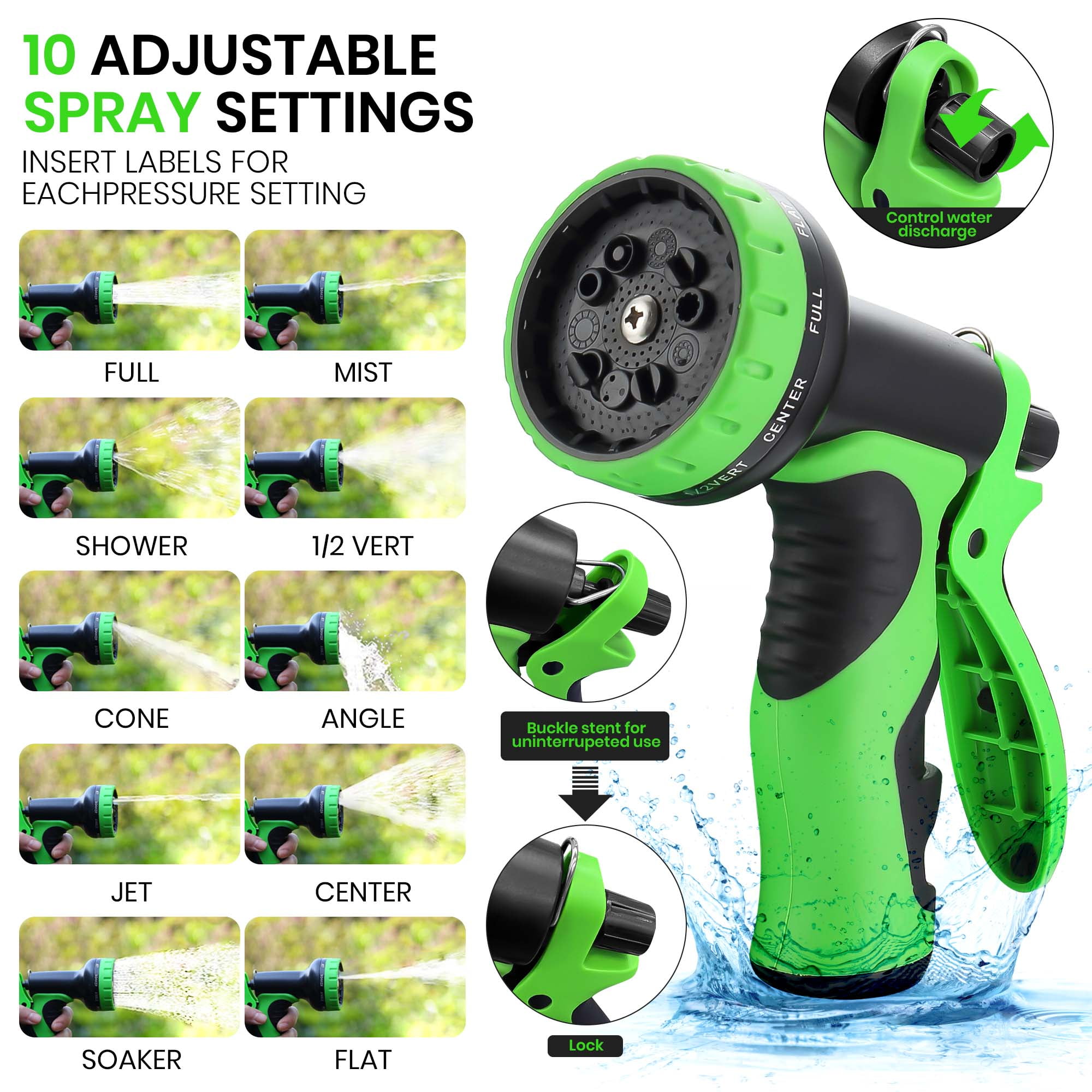 GVDV Garden Hose, 100ft Expandable Water Hose with Spray Nozzle, No-Kink, Leak-Proof, Heavy Duty, 190Psi