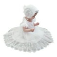thumbnail image 4 of KTMKH Little Girls Dress Baby Girls Baptism Lace Crochet Tulle Crewneck Ruffled Sleeve Bubble Princess Party Dresses 0-3 Months, 4 of 8