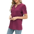 thumbnail image 4 of bnaln Womens Tops V Neck Button Down Shirts Summer Short Sleeve Casual T-Shirts Dressy Tunic Blouse Fashion Loose Fit Tees Blouses Baggy Comfy Pullover Basic Tshirt Trendy Clothes, 4 of 8