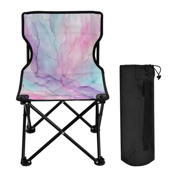 600D Oxford Camping Chair Portable Foldable Chair Supports 220 lbs for Picnic, Fishing, Backpacking Pastel Pink Marble Texture