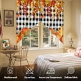 thumbnail image 6 of Swag Curtains Valances for Windows, Pumpkins Fall Thanksgiving Short Kitchen Window Curtains Over Sink, Orange Leaves Black White Plaid Cafe Curtains Panel Set Of 2,Rod Pocket, 45 Inches Length, 6 of 8