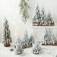 thumbnail image 4 of Snow Flocked Artificial Christmas Tree Mini Tabletop Xmas Tree with Wooden Stand for Indoor Home Office Bedroom Kitchen Christmas Holiday Decorations Centerpiece White, 4 of 8